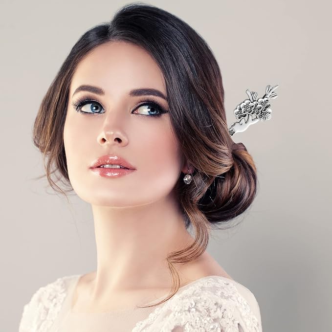 TUPARKA 18 PCS Silver Hair Sticks Vintage Hair Pins Chinese Women Hair Chopsticks Pins Retro Vintage Decorative for Hair Diy Accessory（9 Design）