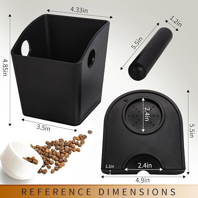 IAOSEN Knock Box Square High Sidewall Design Espresso Knock Box Tamping Mat Espresso Machine Accessories Set of 2 with Removable Knock Bar and Anti-Slip Base for Home Office Espresso Accessories
