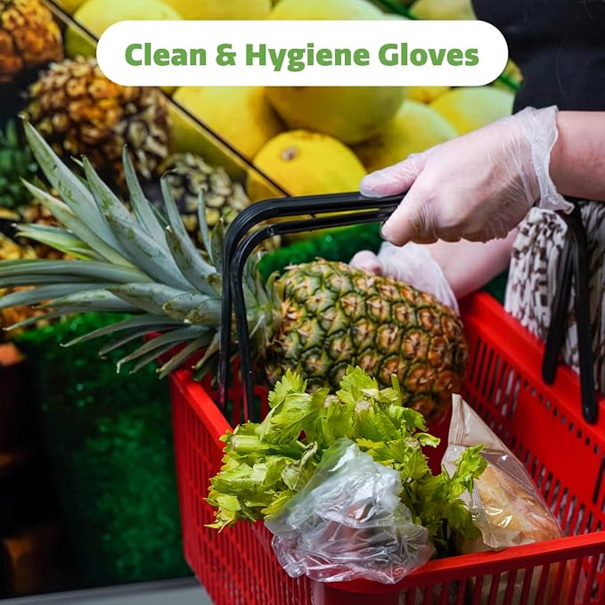 GUSTO Disposable Plastic Vinyl Gloves | Bulk Case, Latex-Free, Powder-Free, Food Safe, Comfortable Flexible Fit, Durable, Clear, Cooking, Meal Prep & Cleaning