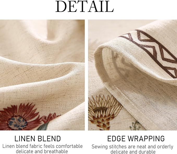 ISAENNE Designer Off White Linen Long Tablecloth Rectangular,Floral Elegant Table Cloth,Stain Resistant Vintage Decor Tablecloths for Dining Thanksgiving Kitchen Christmas,63"*94"-Serenity G