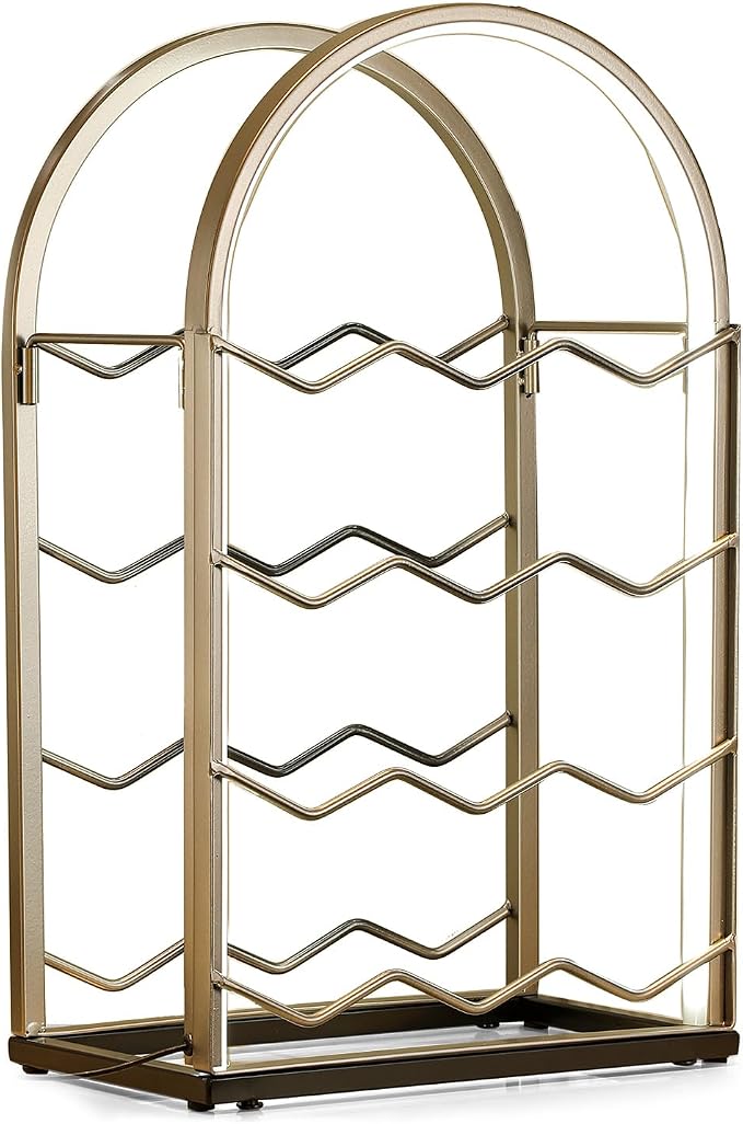 LED Countertop Wine Rack - 12 Bottle Freestanding Modern Metal Wine Rack - Tabletop Wine Holder Stand for Cabinet, Pantry, Wine Bottle Storage