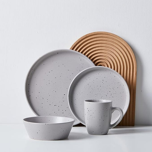 Stone lain Jade Stoneware Dinnerware Set, 32-Piece Service for 8, Light Gray