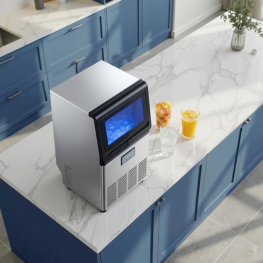 VEVOR Commercial Ice Maker Machine, 80 lbs/24h with 13 lbs Storage Capacity, Countertop/Freestanding/Under Counter, Stainless Steel Ice Maker with LED Display & Self-Cleaning, for Home Bar Restaurant