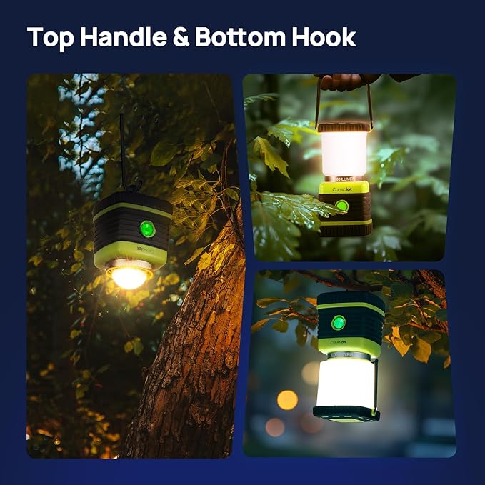 LED Camping Lantern, Consciot Battery Powered LED Lantern Flashlight, 1000LM, 4 Light Modes, IPX4 Waterproof, Survival Kits for Indoor Outdoor, Emergency Light for Home Power Outages, Hurricane, Storm | IPX4 Waterproof LED Flashlight, Survival Kits for...