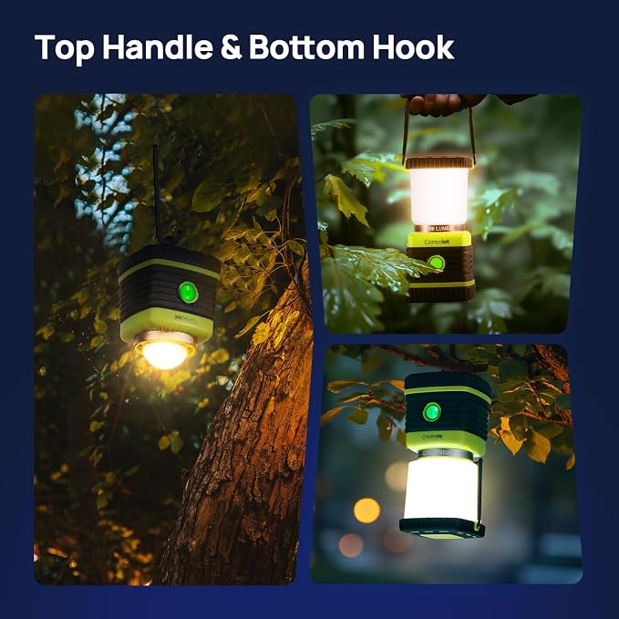 LED Camping Lantern, Consciot Battery Powered LED Lantern Flashlight, 1000LM, 4 Light Modes, IPX4 Waterproof, Survival Kits for Indoor Outdoor, Emergency Light for Home Power Outages, Hurricane, Storm | IPX4 Waterproof LED Flashlight, Survival Kits for...