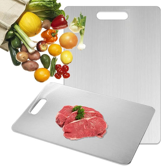 Katuchef Titanium Cutting Board - Upgraded 100% Pure Titanium Cutting Boards for Kitchen Non Toxic, Double-Grade Hygiene Durable Non Moldy Dishwasher Safe Meat Fruit Metal Board (1PC 11 * 15.5 Inch)