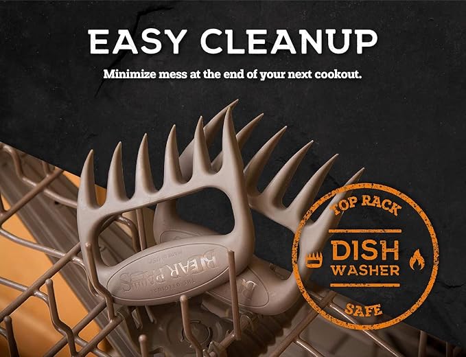 Bear Paws Meat Claws - The Original BBQ Meat Shredder Claws - Gray | Shredder Claws for Pulled Pork, USA Made - Easily Lift, Shred, Pull and Serve Pork, Chicken, Brisket and Turkey