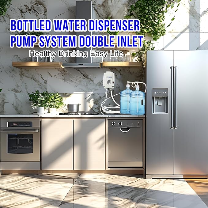 Bottled Water Dispenser Pump System Double Inlet 110V Electric Drinking Water Pump Large Flow 3.8L 5 Gal Automatic Bottle Water Jug Dispensing for Fridge Coffee Ice Tea Maker Kitchen