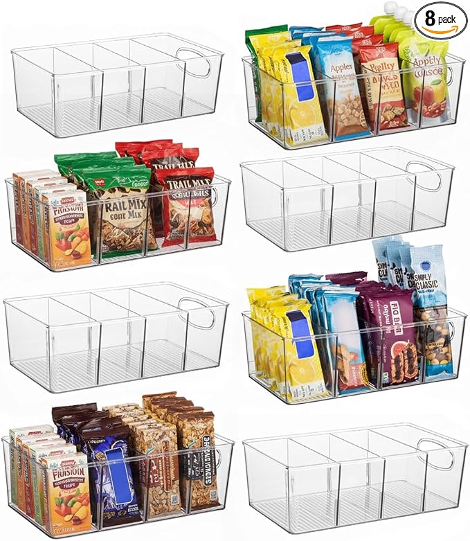 ClearSpace Pantry Organizers and Storage and Cabinet Organizer, 8 Pack | Organize snacks, groceries, and kitchen essentials with storage bins designed for pantry shelves, refrigerators, and cabinets