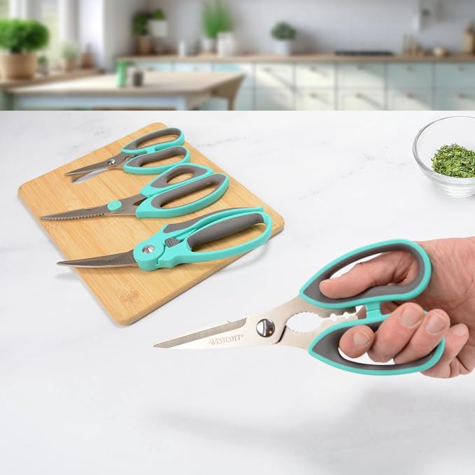 Westcott Titanium-Bonded Kitchen Shears 4pk, Durable and Versatile Scissors with Soft Handle for Precise Cutting, Ideal for Cooking