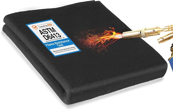 WISSCOOL 10MM Thick 12x12 Inch Fireproof Welding Blanket, Double Side Heat Pad Welding Mat Fire Resistant Carbon Felt Cloth Flame Retardant Fabric Protector Pad for Soldering Firepit Smoker