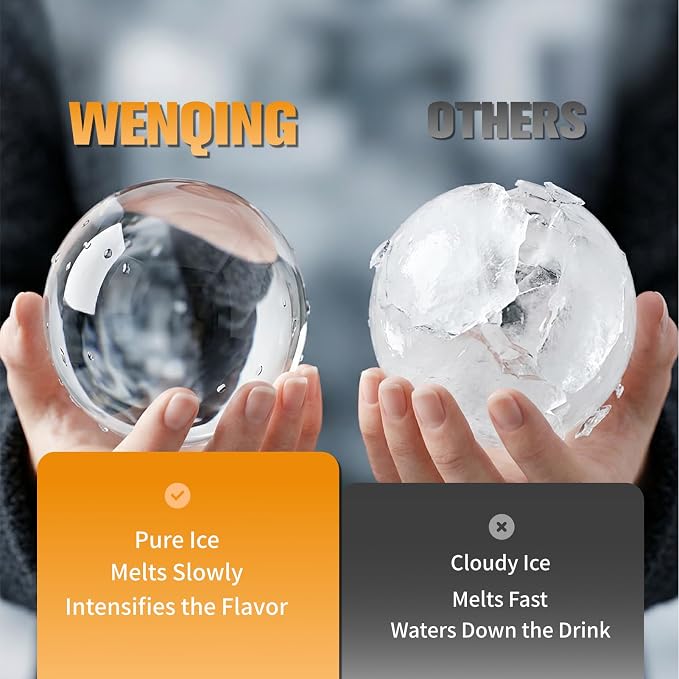 2.5" Clear Ice Ball Maker - Stainless Steel Sphere Ice Mold for Whiskey & Cocktails, Crystal Clear Round Ice Cube Tray with Easy-Release Silicone, Bourbon Gifts for Men, 2 Pack (Black)