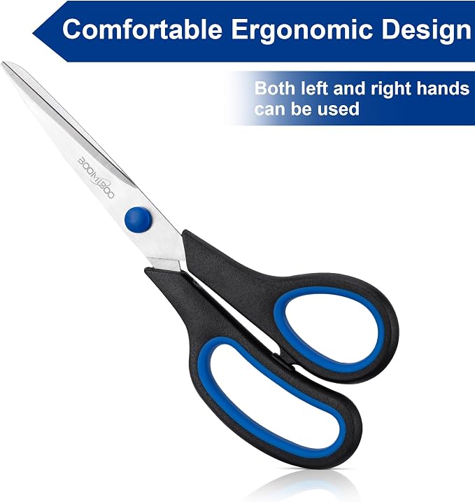 24PCS 8" Scissors,Sharp Stainless Steel All Purpose in Office School Crafts | Right/Left Handed, Comfort Grip Scissors for Office Desk Accessories Sewing Fabric Home Craft School Teacher/Class Supplies