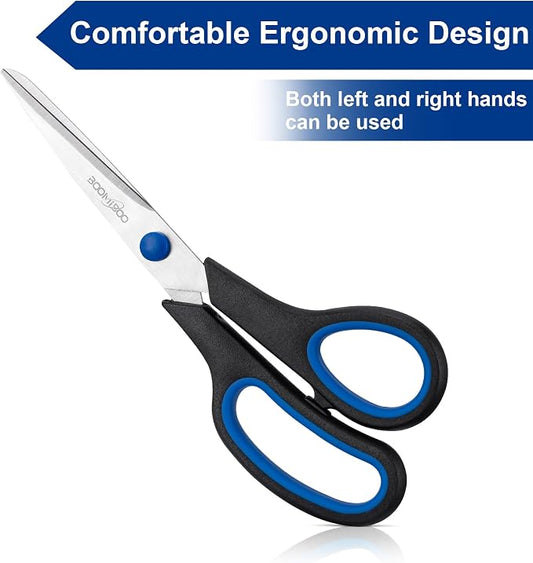 6PCS 8" Scissors,Sharp Stainless Steel All Purpose for Office School Crafts | Right/Left Handed, Comfort Grip Scissors for Office Desk Accessories Sewing Fabric Home Craft School Teacher/Class Supplies