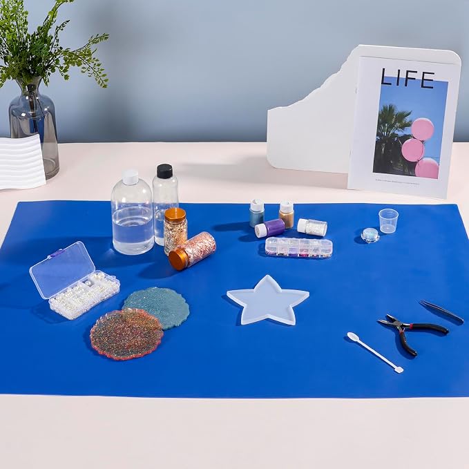 Extra Large Silicone Mat 36" x 24" Heat Resistant Kitchen Counter Table Mat | Place Mats Countertop Protector, Thick Placemats Washable Silicone Mats for Kitchen Counter Dining Table Mat, Dark Blue SAPID