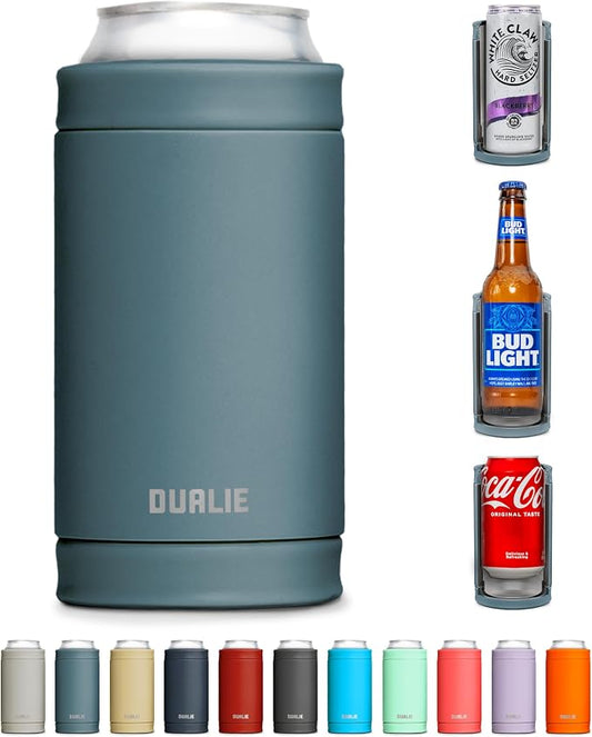 DUALIE 3 in 1 Insulated Can Cooler - 15+ Colors - Universal Size for 12 oz Cans, Slim Cans, and Bottles