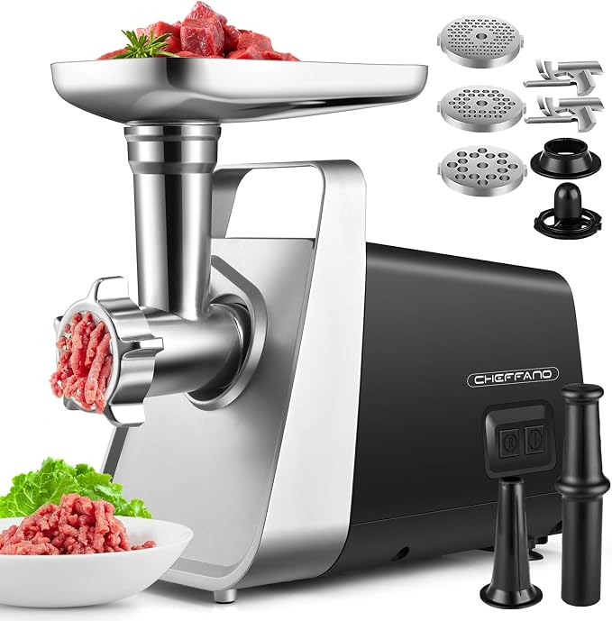 Meat Grinder, 2800W Max Meat Grinder Electric, ETL Approved Heavy Duty Meat Mincer Machine with 2 Blades, 3 Plates, Sausage Stuffer Tubes & Kubbe Kit for Home Kitchen Use