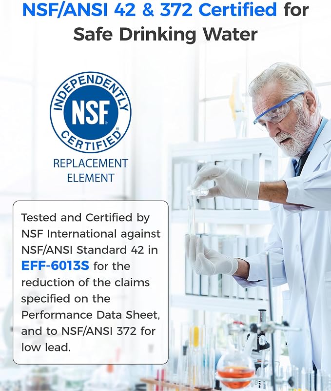 Waterdrop WD-F13 Refrigerator Water Filter Replacement for GE® MWF®, 3 Pack | Replacement for SmartWater® MWFP, MWFINT, MWFA, GWF, HDX FMG-1, Kenmore® 9991, GSE25GSHECSS, WFC1201