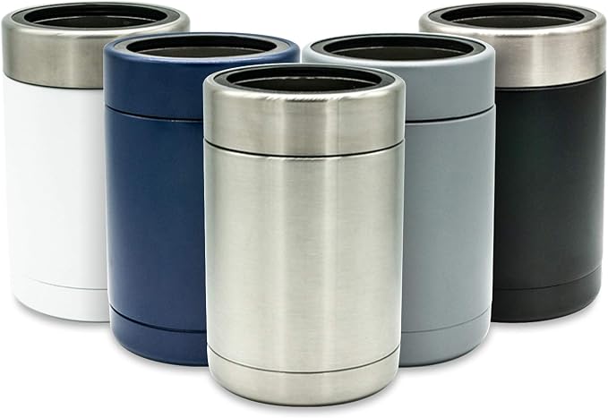 Tahoe Trails Stainless Steel 12oz Vacuum Insulated Can and Bottle Cooler | Double Wall Can Cooler For Cans and Bottles | Copper Plated Can Chiller and Metal Cooler| Stainless Steel