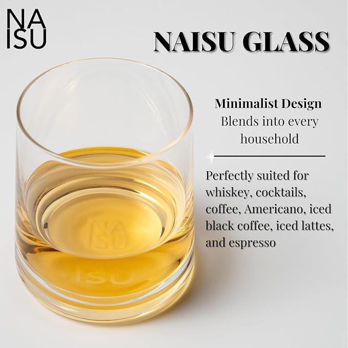 NAISU Glass - specifically designed N1 Sphere Clear Ice, Premium Whiskey & Cocktail Glass for Spirits, Bourbon & Scotch – Crystal-Clear, Heavy Base, Ideal for Home Bar & Gifting (One)