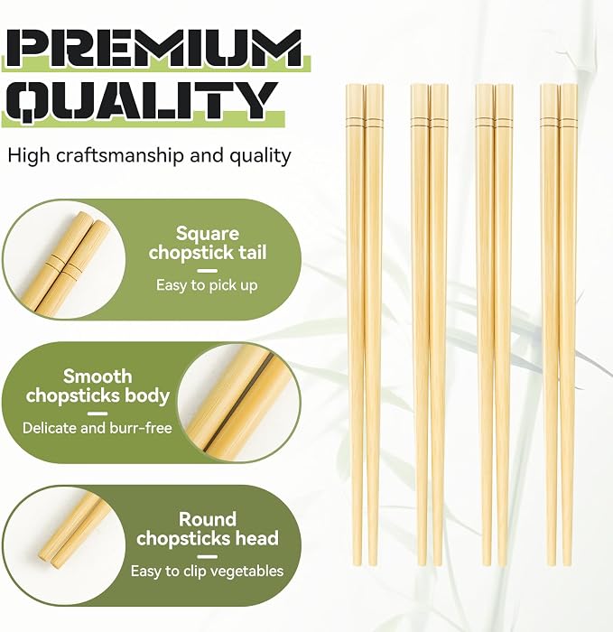 7 Inch X 5 Pairs Chopsticks,Reusable,Simplea and Minimalistic Design,More Size Choices 7"/9.5"/12"