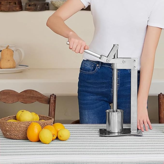 Stainless Steel Manual Lemon Squeezer Press, Heavy Duty Nut & Lemon Smasher Machine, Orange Citrus Fruit Juicer Crusher with Labor-Saving Handle & Suction Cups for Fruit Nut