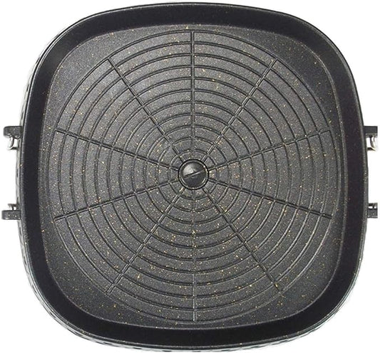Korean Style Square Grill Pan with Maifan Coated Surface,Non-stick Smokeless Barbecue Stovetop Plate for Indoor Outdoor BBQ
