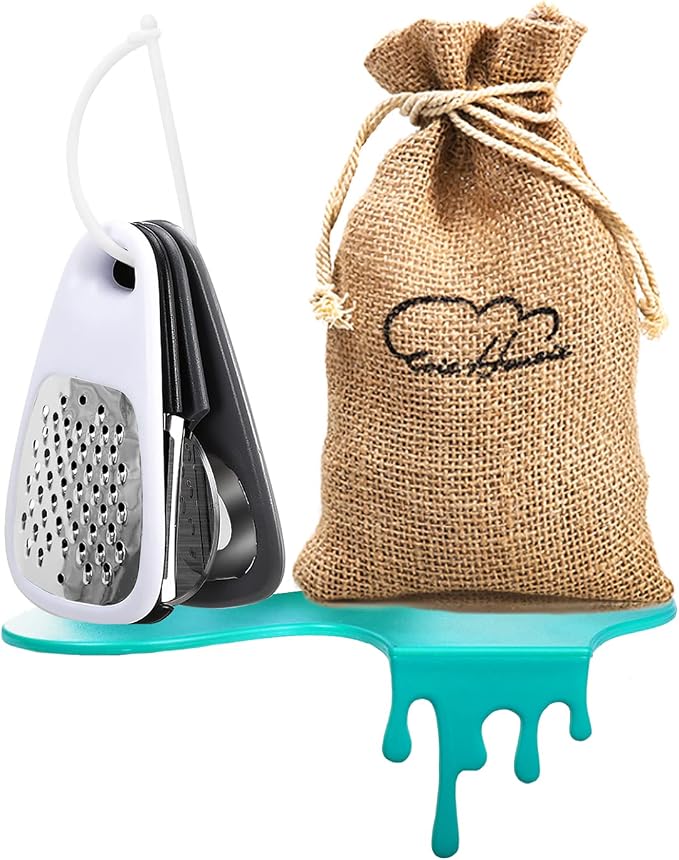 5 Pieces Kitchen Gadgets Set with Storage Bag, Cooking Gift Set | Space Saving Cooking Tools Accessories, Cheese Chocolate Grater, Peeler, Bottle Opener, Pizza Cutter, Stackable