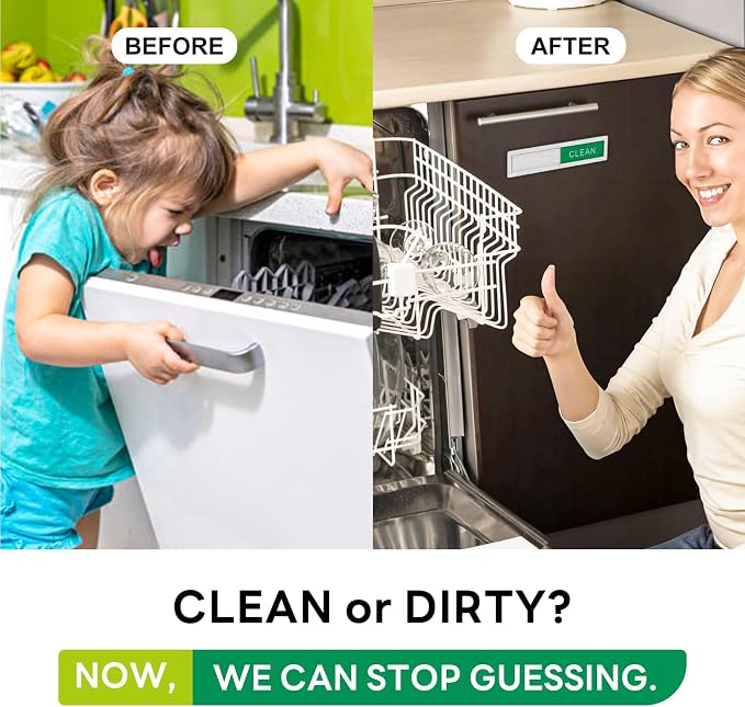 KitchenTour Dishwasher Magnet Clean Dirty Sign, Stainless Steel Clean Dirty Magnet for Dishwasher, Non-Scratch Super Strong Magnetic Sign, Kitchen Organizer and Storage