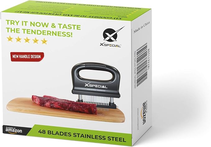 Deluxe 48 Blade Meat Tenderizer Tool – Stainless Steel, Detachable Design | Ultra-Sharp Needle Design | Transforms Tough Cuts into Juicy Cuts in Seconds, Easy to Use & Clean, Dishwasher Safe