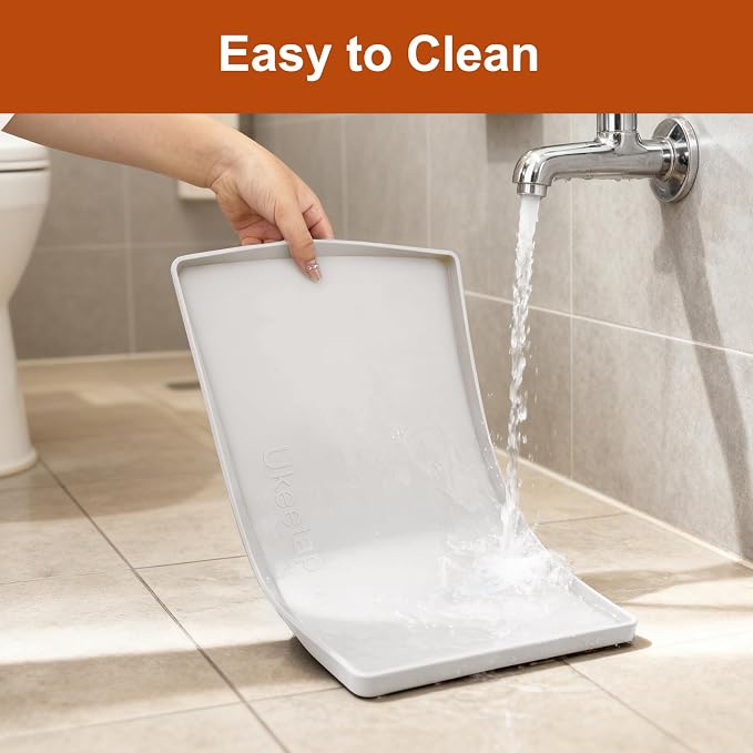 ukeetap 19" x 12" Extra Thick Silicone Mat Waterproof with Raised Edge, BPA Free Non-Slip Dog & Cat Food Mat, Feeding Mat for Food and Water Bowls, Spill Proof Mat to Protect Floors, White