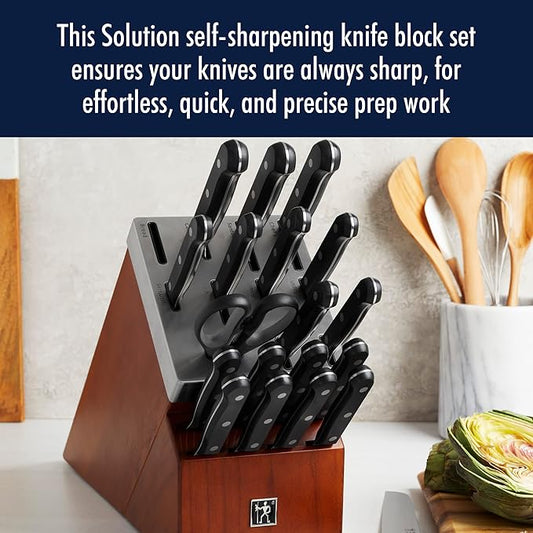 HENCKELS Solution Razor-Sharp 20-pc Knife Set, Chef Knife, Bread Knife, Steak Knife, German Engineered Informed by 100+ Years of Mastery