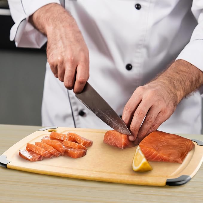 Dishwasher Safe Cutting Boards for Kitchen - Large 14.5" x 11.25" Composite Wood Chopping Board with Juice Groove, Non-Slip & Lightweight Eco-Friendly Design - Meal Prep Board for Meat, Veggies, Fruit