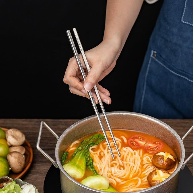 Boundless Voyage 23cm Pure Titanium Solid Chopsticks, Food Grade Titanium Chopstick, Reusable Non-Slip Metal Chopsticks for Home Kitchen, Restaurant, Gift (Ti1184T)