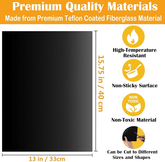Dailyart Grill Mats for Outdoor Grill, Grill Mats Non Stick Set of 5 BBQ Grill Mat Baking Mats Teflon BBQ Grilling Accessories Reusable,Works on Gas, Charcoal, Electric Grill 15.75 x 13-Inch, Black