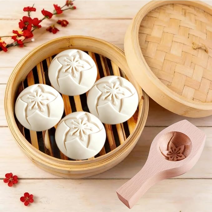 Wooden Bao Bun Maker | Handcrafted, Natural Hardwood, Multi-Purpose, Ergonomic Handle, Food-Safe