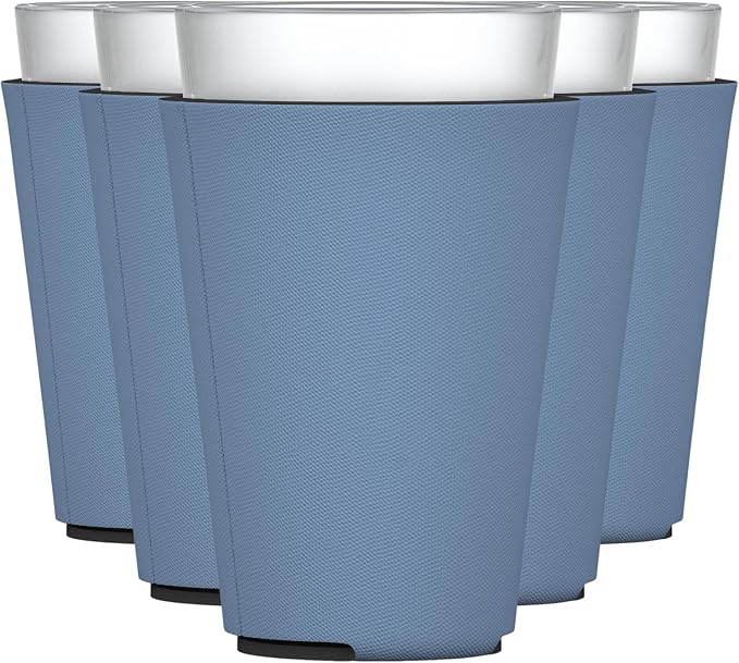 TahoeBay Blank Pint Glass Sleeves, Beer Coolers, 6-Pack, Steel Blue | Insulating Foam Cooler, 16oz Collapsible Tapered Beverage Holder, Bar Cup Insulator for Transfer Vinyl, HTV, Sublimation, DTF