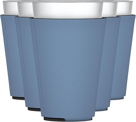 TahoeBay Blank Pint Glass Sleeves, Beer Coolers, 6-Pack, Steel Blue | Insulating Foam Cooler, 16oz Collapsible Tapered Beverage Holder, Bar Cup Insulator for Transfer Vinyl, HTV, Sublimation, DTF