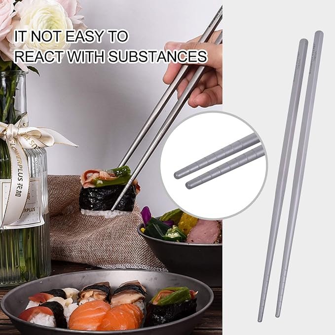 iBasingo Titanium Chopsticks Square Round Skidproof Chopsticks Outdoor Camping Cutlery Picnic Dishes Ultralight Ti1003T