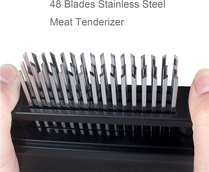 Meat Tenderizer, with 48 Stainless Steel Ultra Sharp Needle Blades | Hand Held Meat Tenderizer Needle, Kitchen Cooking Tool Best Makes Steak & Chicken Tender - No More Hammer, Meat Pounder