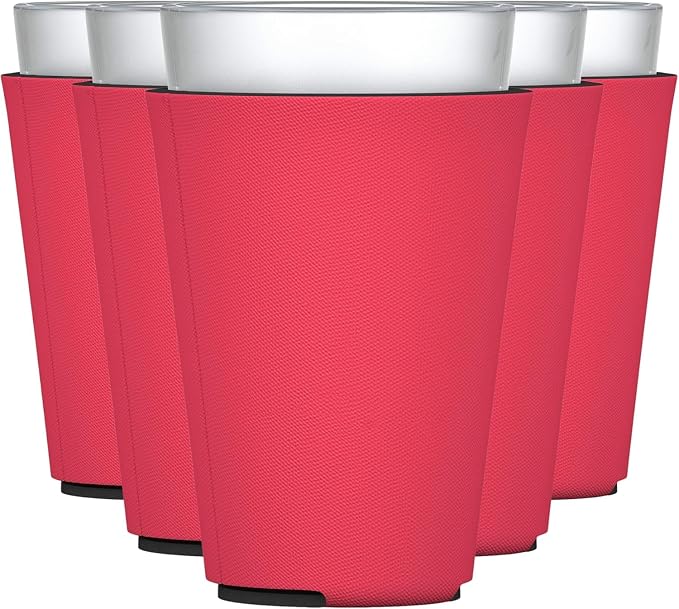 TahoeBay Blank Pint Glass Sleeves, Beer Coolers, 6-Pack, Red | Insulating Foam Cooler, 16oz Collapsible Tapered Beverage Holder, Bar Cup Insulator for Transfer Vinyl, HTV, Sublimation, DTF