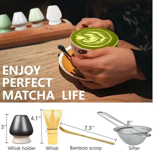 Matcha Whisk Holder Matcha Chasen Whisk Stand Ceramic Holder fit for Traditional Japanese Tea Ceremony Starter (Matte Green)