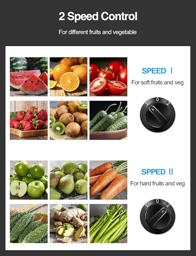 QCen Juicer Machine 500W Centrifugal Juicer with Extra Wide Feed Chute | For Fruits And Vegetables, Stainless Steel, BPA-Free Parts, Easy To Clean, Metallic Red, Countertop Juicer