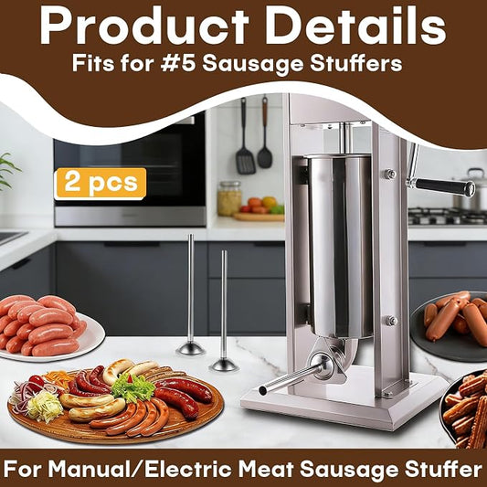 2-Pack 10mm Stainless Steel Sausage Stuffing Tubes for #5 Sausage Stuffer | Fit to Homemade Snack Sticks & Breakfast Links, Slim Sausage Stuffing Horn，For Manual/Electric Meat Sausage Stuffer