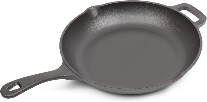 Commercial CHEF 10-Inch Cast Iron Sauté Skillet, Pre-Seasoned, CHFL10 | Integrated Hanging Hole in Handle, Works on All Cooktops Including Induction, Outdoor Skillet for Campfires or Grills