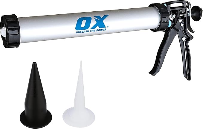 OX Pro Sausage Caulking Gun - 20 oz - 12:1 Thrust Ratio | Heavy duty dual-use sealant gun, standard tube and sausage pack compatible, tool-free conversion, integrated cartridge cutter