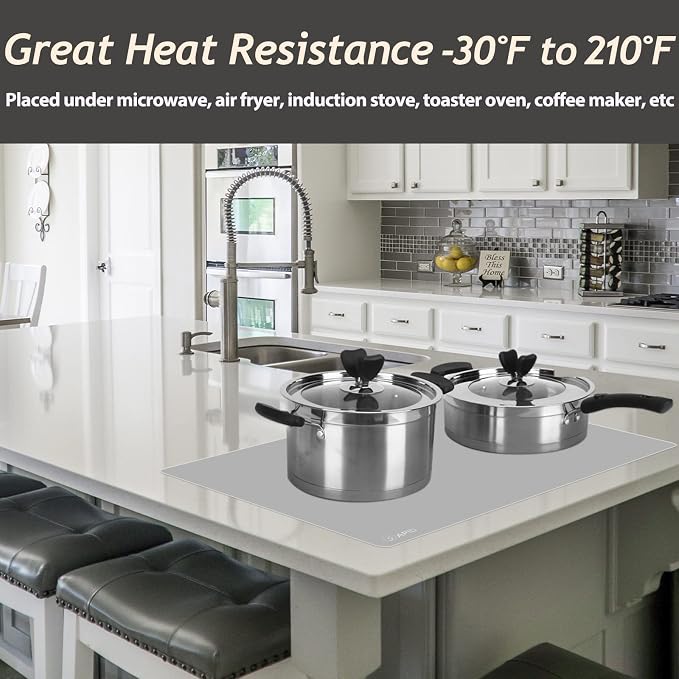 Extra Large Silicone Mat Kitchen Counter Heat Resistant Table Mat 36" x 24" | Place Mats, Countertop Protector , Thick Placemats Washable Silicone Mats for Kitchen Counter Dining Table Mat , Grey , Sapid