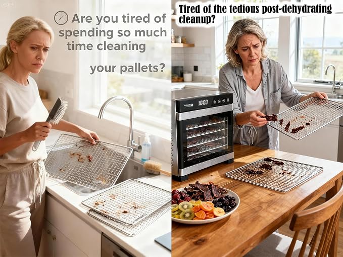 Silicone Dehydrator Sheet for Magic Mill 15 Extra-Large Trays, 15-Pack 12x13 inch Reusable Drying Tray Liners - BPA-Free Easy Clean - Healthy Snacks - Jerky Herbs Fruit