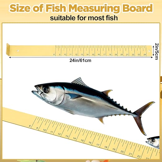 Zonon 1/8" x 2" x 24" Fish Measuring Board Anodized Aluminum Fish Ruler Yellow Corrosion Resistant Boat Measuring Tool for Fishing Competition Fresh and Salt Water