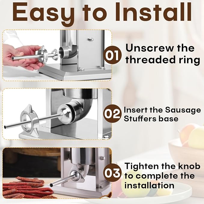 2-Pack 10mm Stainless Steel Sausage Stuffing Tubes for #5 Sausage Stuffer | Fit to Homemade Snack Sticks & Breakfast Links, Slim Sausage Stuffing Horn，For Manual/Electric Meat Sausage Stuffer